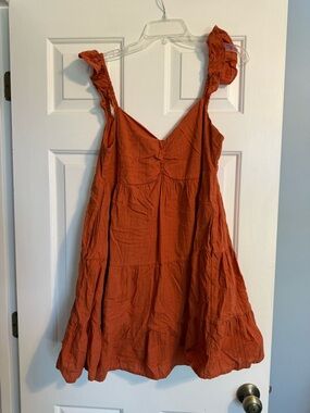 Women's Rust Ruffle Strap Sundress